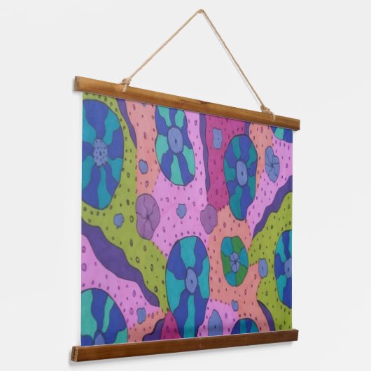 Explosion des Abstrakten Zeichnend Farbstoffs Wandteppich Mit Holzrahmen (Gewinkelt)