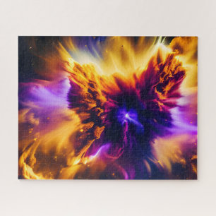 Explosion des kosmischen Blauen und Lila Nebels im Puzzle