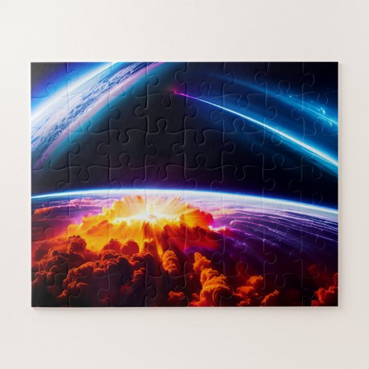 Explosion des Planeten unter Phantastischem kosmis Puzzle (Horizontal)