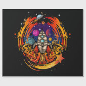 Explosion eines Raumschiffs Geschenkpapier (Flach)