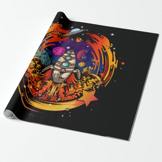 Explosion eines Raumschiffs Geschenkpapier (Ungerollt)