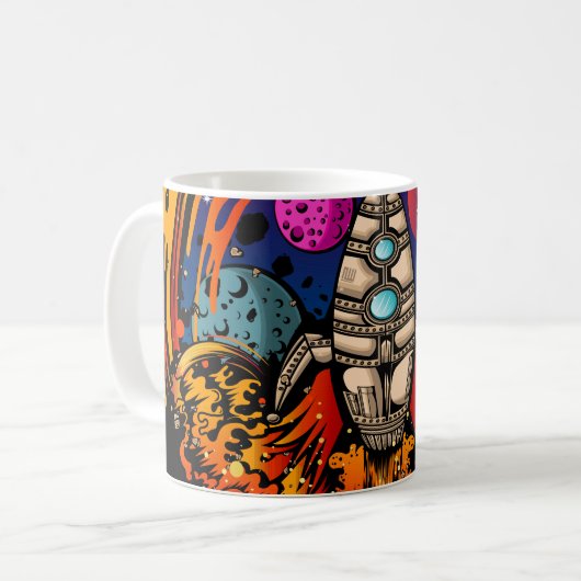 Explosion eines Raumschiffs Kaffeetasse (Vorderseite Links)