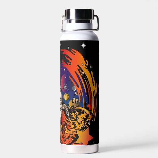 Explosion eines Raumschiffs Trinkflasche (Rückseite)