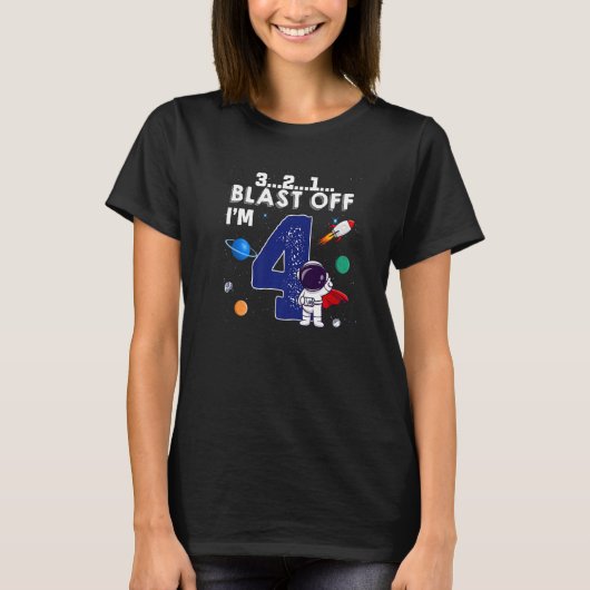 Explosion I m 4 Year Old Outer Space Rocket 4. T-Shirt (Vorderseite)