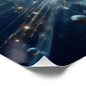 Explosion reinen Wassers auf einem blauen See Poster (Ecke)