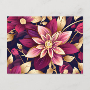 Explosion von Burgund- und Goldflora Postkarte