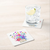 Explosion von Schmetterlingen Rechteckiger Pappuntersetzer (Vor Ort)