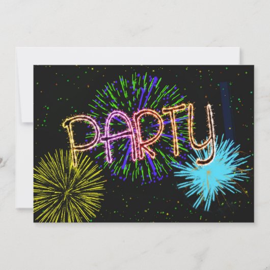 Explosionsende Party Einladung von Feuerwerken (Vorderseite)