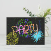 Explosionsende Party Einladung von Feuerwerken (Stehend Vorderseite)