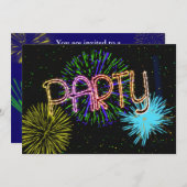 Explosionsende Party Einladung von Feuerwerken (Vorne/Hinten)