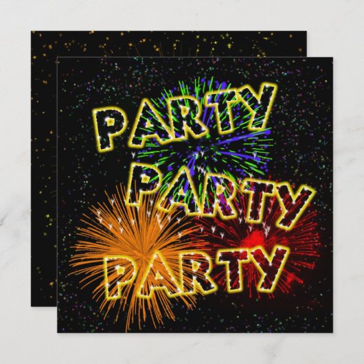 Explosionsende Party Einladung von Feuerwerken (Vorne/Hinten)