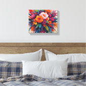 Explosionsfarbenes Blumenzentrum Leinwanddruck (Insitu (Schlafzimmer))