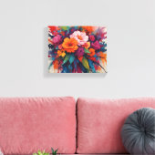Explosionsfarbenes Blumenzentrum Leinwanddruck (Insitu (Wohnzimmer))