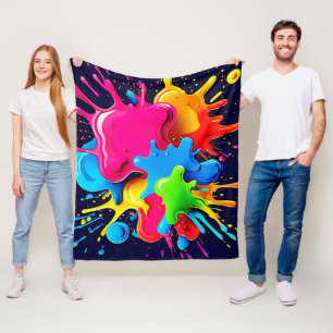 Explosionsfarbige Splash-Kunst Fleecedecke