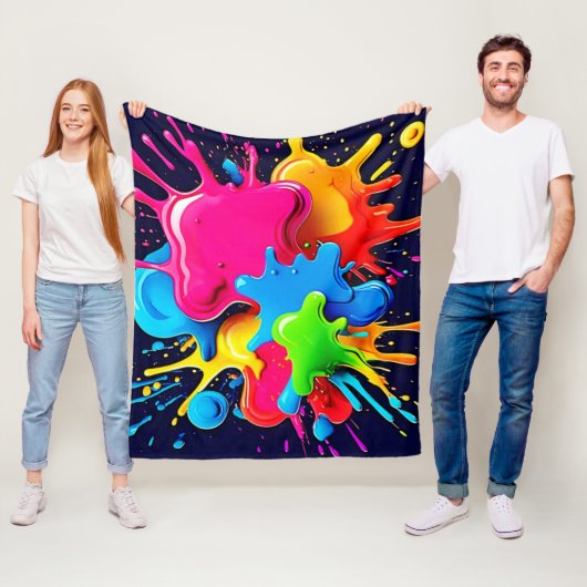 Explosionsfarbige Splash-Kunst Fleecedecke (Beispiel)