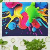 Explosionsfarbige Splash-Kunst Geschirrtuch (Gefaltet)