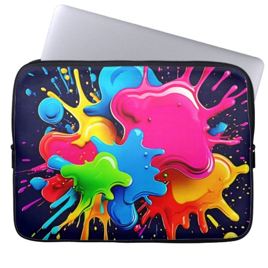 Explosionsfarbige Splash-Kunst Laptopschutzhülle (Vorderseite)