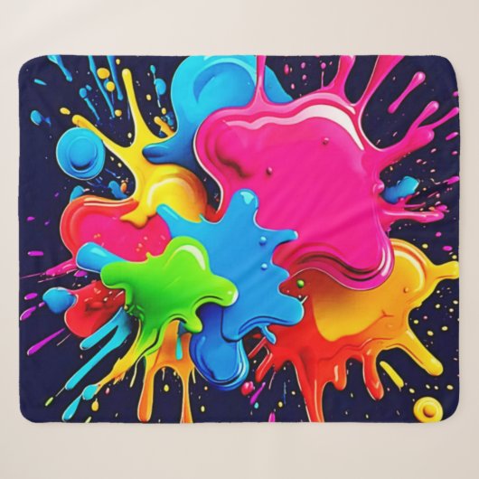 Explosionsfarbige Splash-Kunst Sherpadecke (Vorderseite (Horizontal))