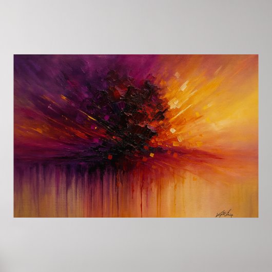 Explosive Abstrakte Energie – Farbige abstrakte Wa Poster (Vorne)