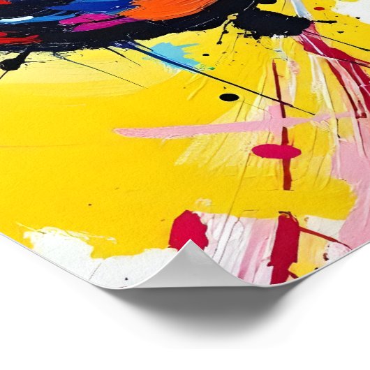 Explosive abstrakte Gestalt des Regenbogenhirns Poster (Ecke)