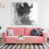 Explosive Explosion auf der Seite des Berges währe Leinwanddruck (Insitu (Wohnzimmer))