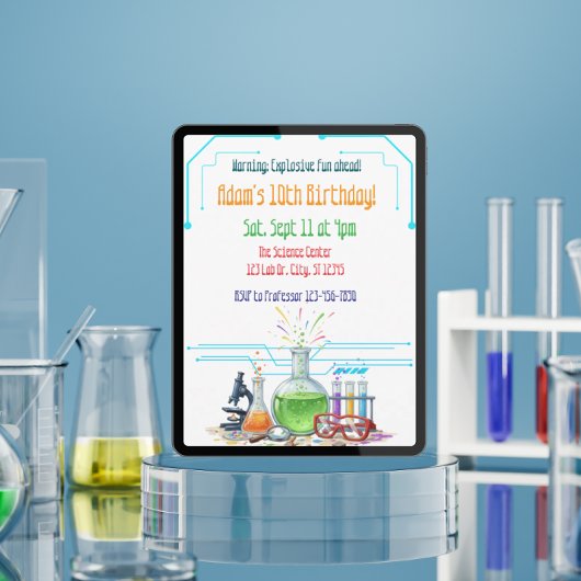 Explosive Fun Science Lab Geburtstag Einladung