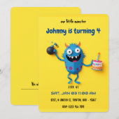 Explosive Geburtstagsüberraschung - Monster Mayhem Einladung (Vorne/Hinten)