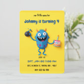 Explosive Geburtstagsüberraschung - Monster Mayhem Einladung (Stehend Vorderseite)