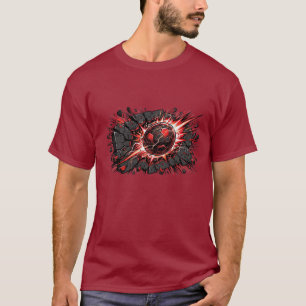 Explosive Lava-Fußball Comic-Art-Design T-Shirt