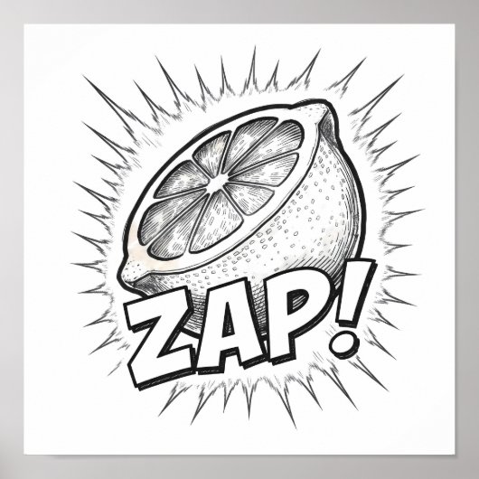 Explosive Pop-Art-Grafik: Eifriger Zapping-Elan Poster (Vorne)