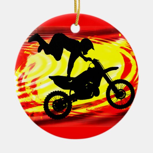 Explosiver Motocross-Sprung Keramik Ornament (Vorne)