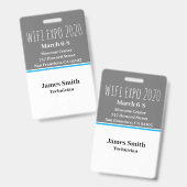 Expo ID Vertikal grau, weiß und blau Ausweis (Vorder- & Rückseite)