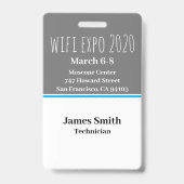 Expo ID Vertikal grau, weiß und blau Ausweis (Rückseite)