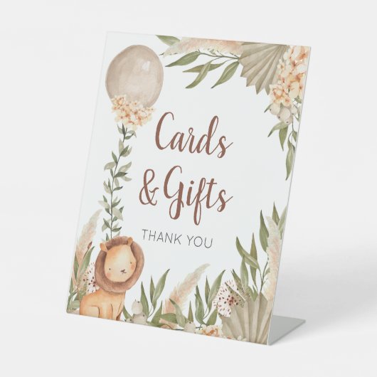 Expositor En L Lion Boho pampas Grass cards & gift Sockelschild (Vorderseite)