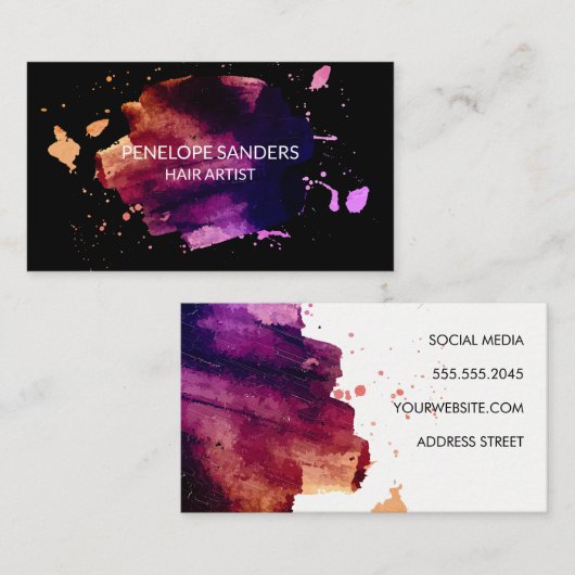 Express Brushed | Schwarzer Hintergrund Visitenkarte (Vorne/Hinten)