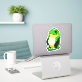 Express Dich mit Frog-Aufklebern. Aufkleber (Laptop auf Schreibtisch)