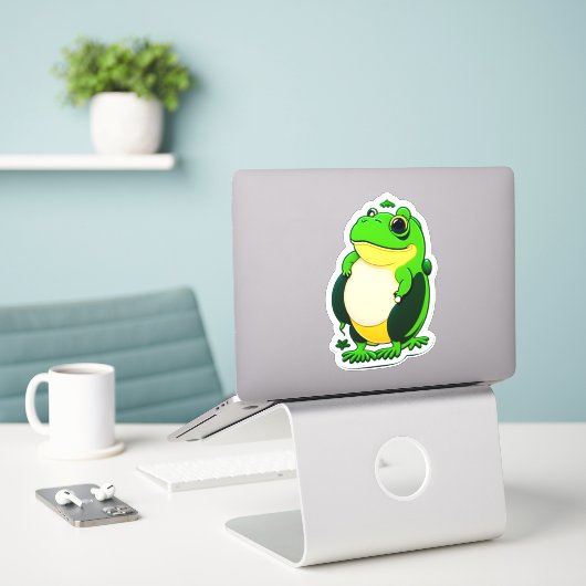 Express Dich mit Frog-Aufklebern. Aufkleber (Laptop auf Schreibtisch)