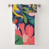 Expressionismus Parrots tropische Pflanze Kunst Badhandtuch Set (Insitu)