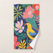 Expressionismus Parrots tropische Pflanze Kunst Badhandtuch Set (Handtuch)