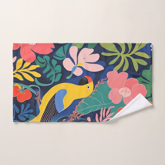 Expressionismus Parrots tropische Pflanze Kunst Badhandtuch Set (Handtuch)