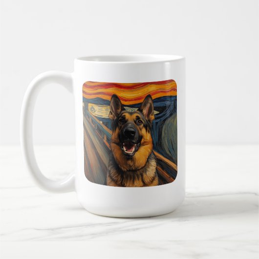 Expressionist Angst Painting German Shepherd Kaffeetasse (Links)