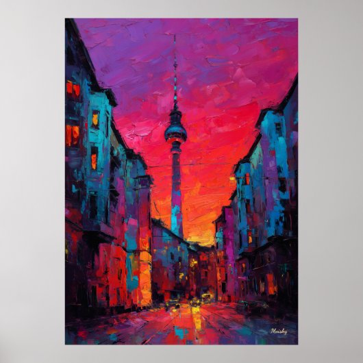 Expressionist Berlin Skyline Colorful Urban City Poster (Vorne)