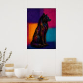 Expressionist Black Wolf in Color Fields Poster (Küche)