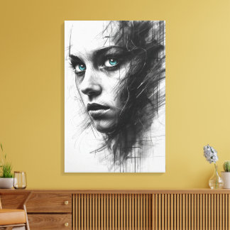 Expressionist Charcoal Portrait Canvas Leinwanddruck