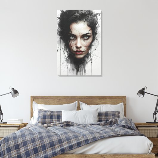 Expressionist Color Portrait Canvas Print Leinwanddruck (Insitu (Schlafzimmer))