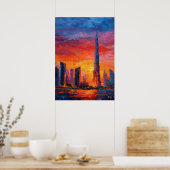 Expressionist Dubai Skyline Vibrant Modern City Poster (Küche)