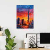 Expressionist Dubai Skyline Vibrant Modern City Poster (Heimbüro)