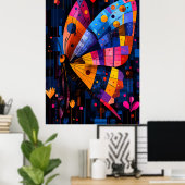 Expressionist Geometry Butterfly - lebendige Kunst Poster (Heimbüro)