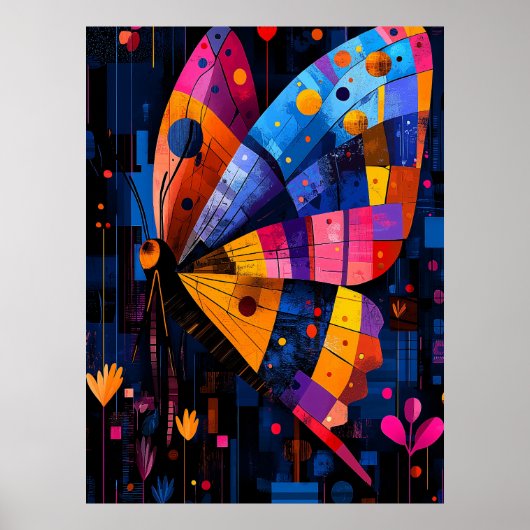 Expressionist Geometry Butterfly - lebendige Kunst Poster (Vorne)