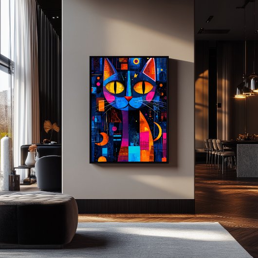 Expressionist Geometry Cat Poster - lebendige Kuns